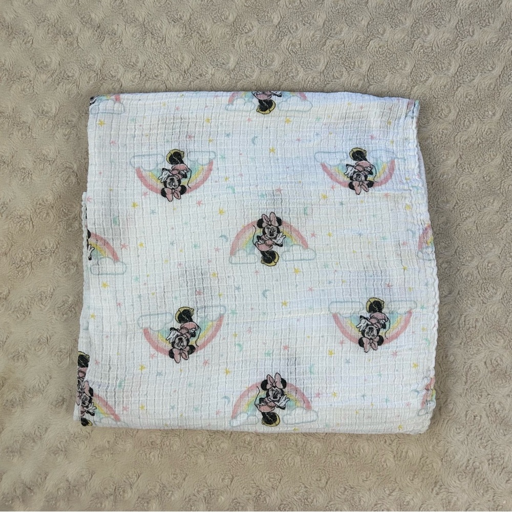 Aden + Anais Disney Baby Minnie Mouse Swaddle Blanket Rainbow Moon Stars Muslin